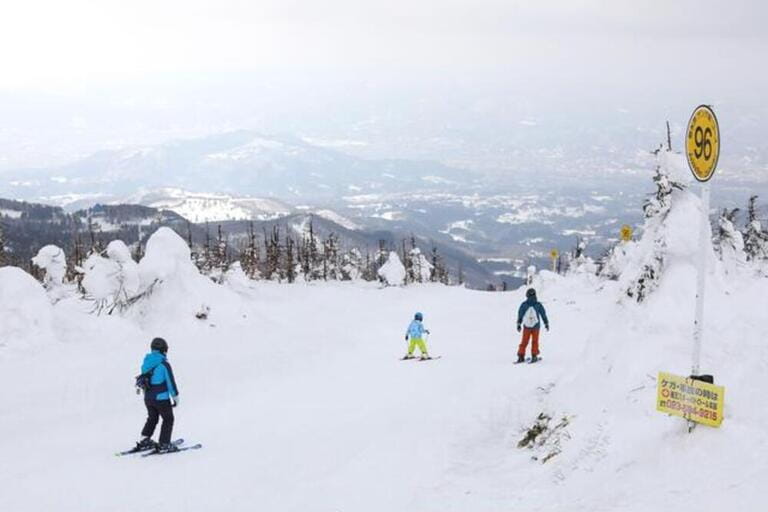 ··· Zaoonsen, Japan. 22nd Feb, 2021. People skiing at Zao Onsen Ski Resort.After the earthquake on 12th February 2021 in Fukushima, the famous snow